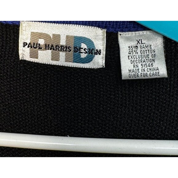 Paul Harris Cardigan Sweater XL Design Black Festive Patterns  Xmas Themed - Picture 3 of 14